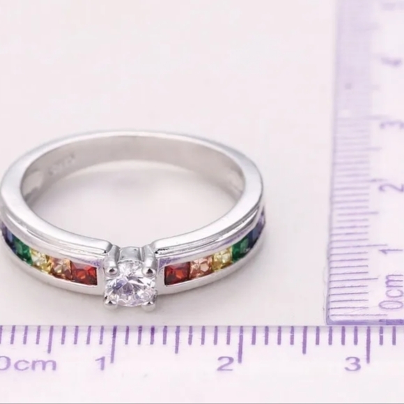New 925 Sterling Silver Ring Colorful Tension Setting Ring Sizes: 6, 7, 8 NWT - Picture 6 of 7